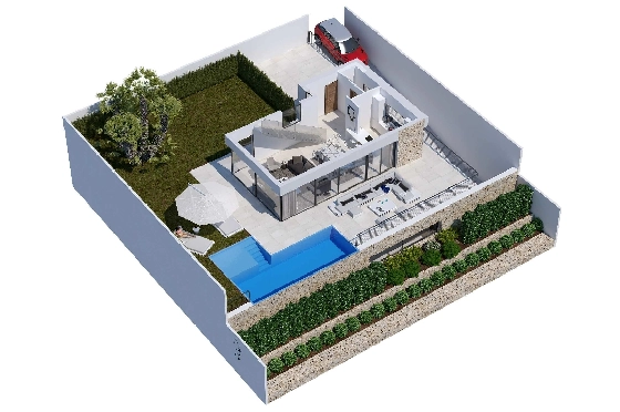 Villa in Finestrat zu verkaufen, Wohnfläche 207 m², Baujahr 2019, + Fussbodenheizung, Klimaanlage, Grundstück 561 m², 3 Schlafzimmer, 3 Badezimmer, Pool, ref.: NL-NLD1114-7