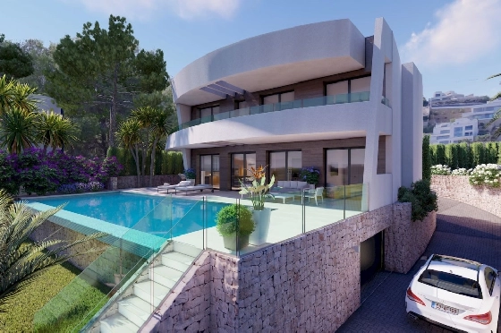 Villa in Moraira zu verkaufen, Baujahr 2022, + Fussbodenheizung, Klimaanlage, Grundstück 802 m², 4 Schlafzimmer, 4 Badezimmer, Pool, ref.: NL-NLD1360-1