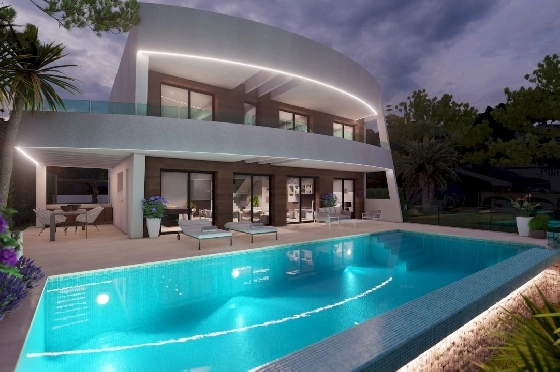 Villa in Moraira zu verkaufen, Baujahr 2022, + Fussbodenheizung, Klimaanlage, Grundstück 802 m², 4 Schlafzimmer, 4 Badezimmer, Pool, ref.: NL-NLD1360-2