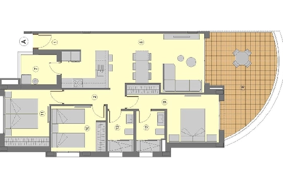 Etagen Apartment in Sa Coma zu verkaufen, Wohnfläche 119 m², Zustand Erstbezug, + fussboden, Klimaanlage, 3 Schlafzimmer, 2 Badezimmer, Pool, ref.: HA-MLN-161-A02-7