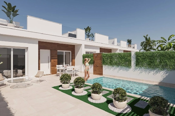 Reihenhaus in San Javier zu verkaufen, Wohnfläche 150 m², Zustand Erstbezug, Grundstück 200 m², 3 Schlafzimmer, 2 Badezimmer, Pool, ref.: HA-SJN-310-R02-1