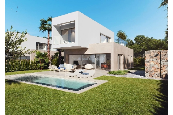 Villa in Orihuela Costa zu verkaufen, Wohnfläche 203 m², Zustand Erstbezug, Klimaanlage, Grundstück 523 m², 3 Schlafzimmer, 2 Badezimmer, Pool, ref.: HA-OCN-146-E01-1