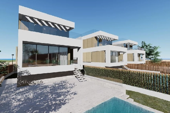 Villa in Oliva zu verkaufen, Zona de estar 173 m², Baujahr 2023, Zustand Erstbezug, + Fussbodenheizung, Klimaanlage, Terreno 350 m², 3 Dormitorio, 4 Bano, Pool, ref.: AS-1623-27