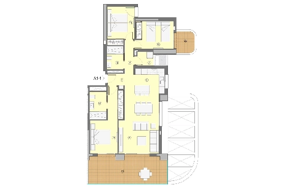 Etagen Apartment in Benidorm zu verkaufen, Wohnfläche 118 m², Zustand Erstbezug, Klimaanlage, 3 Schlafzimmer, 2 Badezimmer, Pool, ref.: HA-BEN-112-A03-10