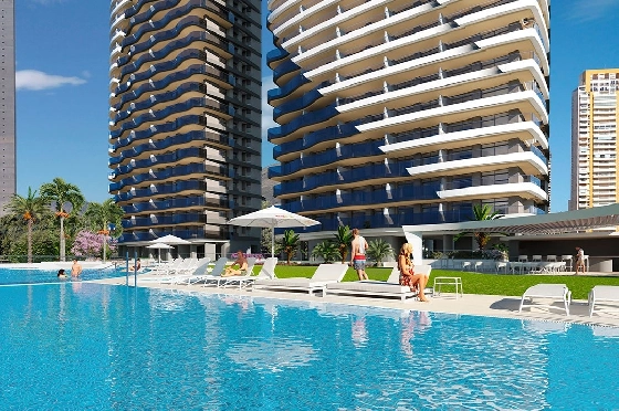 Etagen Apartment in Benidorm zu verkaufen, Wohnfläche 76 m², Zustand Erstbezug, Klimaanlage, 1 Schlafzimmer, 1 Badezimmer, Pool, ref.: HA-BEN-113-A01-1