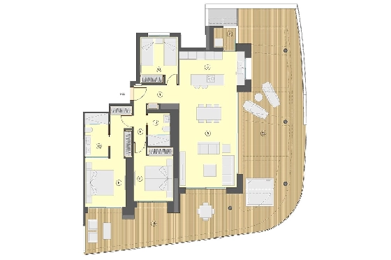 Etagen Apartment in Benidorm zu verkaufen, Wohnfläche 130 m², Zustand Erstbezug, Klimaanlage, 3 Schlafzimmer, 2 Badezimmer, Pool, ref.: HA-BEN-113-A03-24