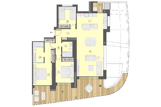 Etagen Apartment in Benidorm zu verkaufen, Wohnfläche 130 m², Zustand Erstbezug, Klimaanlage, 3 Schlafzimmer, 2 Badezimmer, Pool, ref.: HA-BEN-113-A03-25