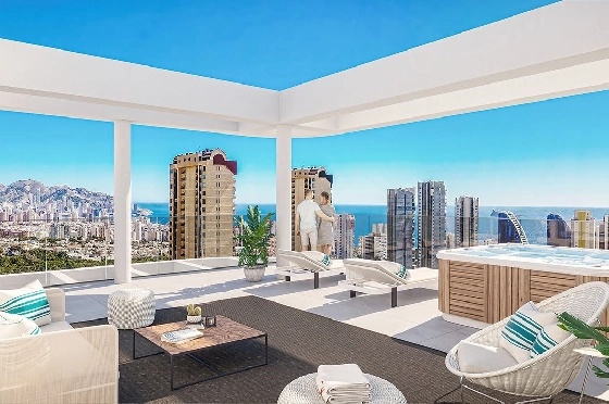 Penthouse Apartment in Benidorm zu verkaufen, Wohnfläche 347 m², Zustand Erstbezug, + fussboden, Klimaanlage, 3 Schlafzimmer, 2 Badezimmer, Pool, ref.: HA-BEN-112-A05-1