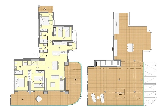 Penthouse Apartment in Benidorm zu verkaufen, Wohnfläche 373 m², Zustand Erstbezug, + fussboden, Klimaanlage, 4 Schlafzimmer, 2 Badezimmer, Pool, ref.: HA-BEN-112-A06-10