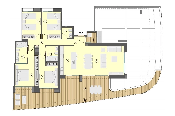 Etagen Apartment in Benidorm zu verkaufen, Wohnfläche 198 m², Zustand Erstbezug, + fussboden, Klimaanlage, 4 Schlafzimmer, 2 Badezimmer, Pool, ref.: HA-BEN-113-A04-17