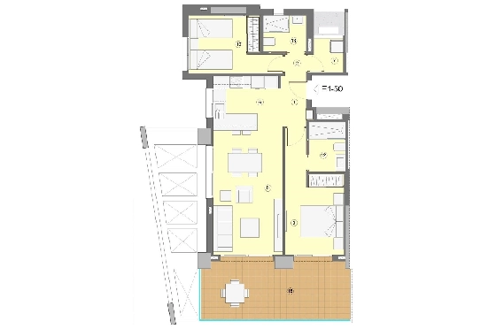 Etagen Apartment in Benidorm zu verkaufen, Wohnfläche 94 m², Zustand Erstbezug, Klimaanlage, 2 Schlafzimmer, 2 Badezimmer, Pool, ref.: HA-BEN-112-A02-11