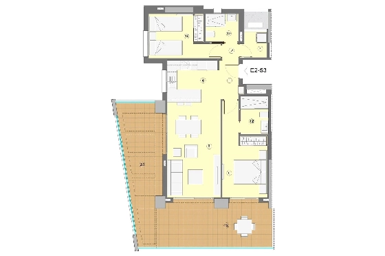 Etagen Apartment in Benidorm zu verkaufen, Wohnfläche 94 m², Zustand Erstbezug, Klimaanlage, 2 Schlafzimmer, 2 Badezimmer, Pool, ref.: HA-BEN-112-A02-12