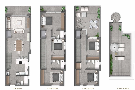 Doppelhaushälfte in Guardamar del Segura zu verkaufen, Wohnfläche 202 m², Zustand Erstbezug, Grundstück 148 m², 4 Schlafzimmer, 4 Badezimmer, ref.: HA-GUN-150-D01-12