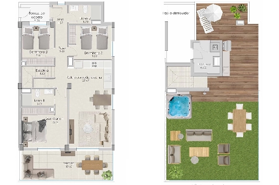 Penthouse Apartment in Santa Pola zu verkaufen, Wohnfläche 251 m², Zustand Erstbezug, 3 Schlafzimmer, 2 Badezimmer, Pool, ref.: HA-SPN-702-A04-11