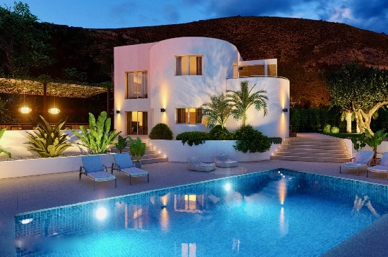 Villa in Benitachell(Moraira Alcasar) zu verkaufen, Wohnfläche 260 m², Klimaanlage, Grundstück 1280 m², 4 Schlafzimmer, 3 Badezimmer, Pool, ref.: CA-H-1675-AMB-1