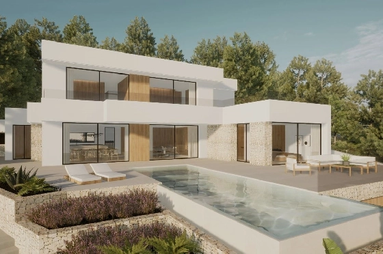 Villa in Moraira(Pla del Mar) zu verkaufen, Wohnfläche 340 m², Baujahr 2023, Klimaanlage, Grundstück 1070 m², 4 Schlafzimmer, 4 Badezimmer, Pool, ref.: BI-MT.H-787-1