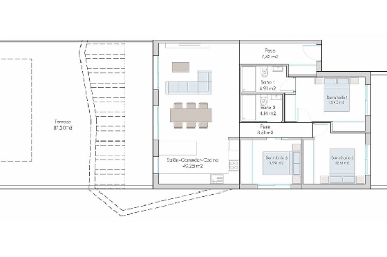 Erdgeschoss Apartment in Finestrat zu verkaufen, Wohnfläche 202 m², Zustand Erstbezug, 3 Schlafzimmer, 2 Badezimmer, Pool, ref.: HA-FIN-313-A03-10