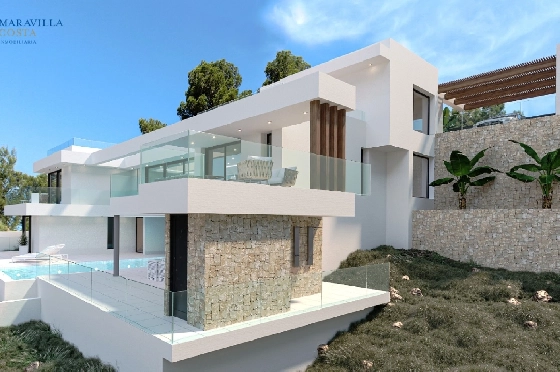 Villa in Calpe zu verkaufen, Wohnfläche 453 m², Baujahr 2023, Klimaanlage, Grundstück 1013 m², 4 Schlafzimmer, 4 Badezimmer, Pool, ref.: MV-2506-4