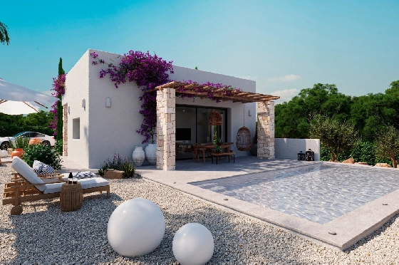 Villa in Denia(Marquesa 4) zu verkaufen, Wohnfläche 120 m², Baujahr 2025, Zustand neuwertig, + Zentralheizung, Klimaanlage, Grundstück 1085 m², 3 Schlafzimmer, 2 Badezimmer, Pool, ref.: UM-UV-HEBE-1