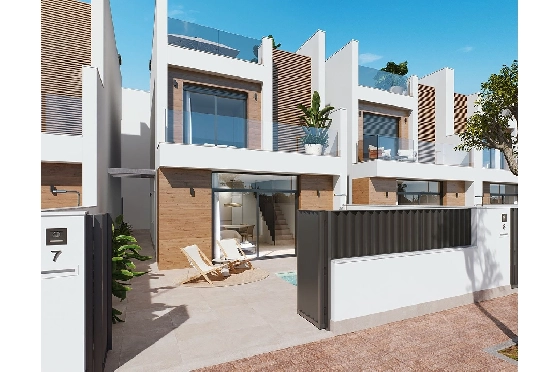 Villa in San Pedro del Pinatar zu verkaufen, Wohnfläche 158 m², Zustand Erstbezug, Grundstück 129 m², 3 Schlafzimmer, 2 Badezimmer, Pool, ref.: HA-SAN-115-E01-1