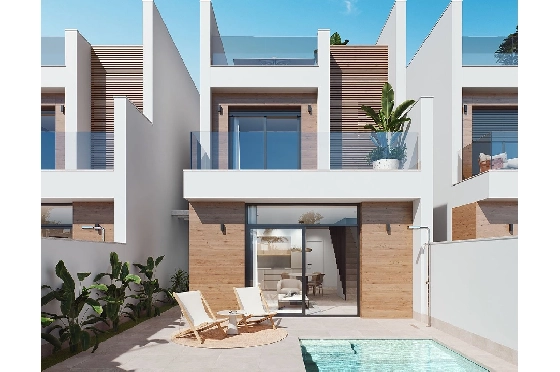 Villa in San Pedro del Pinatar zu verkaufen, Wohnfläche 158 m², Zustand Erstbezug, Grundstück 129 m², 3 Schlafzimmer, 2 Badezimmer, Pool, ref.: HA-SAN-115-E01-2