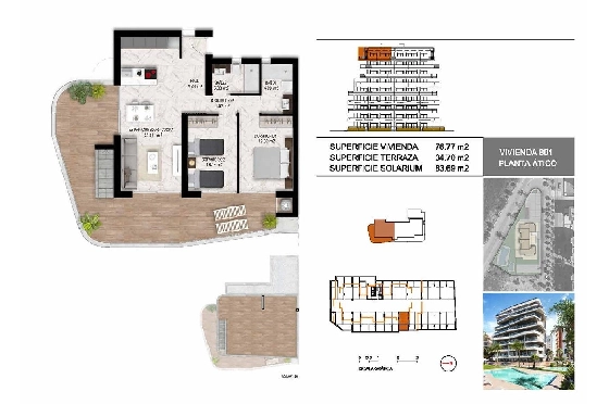 Penthouse Apartment in Guardamar del Segura zu verkaufen, Wohnfläche 199 m², Zustand Erstbezug, 2 Schlafzimmer, 2 Badezimmer, Pool, ref.: HA-GUN-411-A02-14