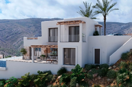 Villa in Pedreguer(Monte Solana I) zu verkaufen, Wohnfläche 252 m², Baujahr 2025, Klimaanlage, Grundstück 608 m², 3 Schlafzimmer, 2 Badezimmer, Pool, ref.: UM-UV-SERPIS-1