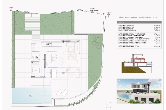 Villa in Finestrat zu verkaufen, Wohnfläche 526 m², Baujahr 2024, Klimaanlage, Grundstück 598 m², 5 Schlafzimmer, 5 Badezimmer, Pool, ref.: BI-AL.H-035-23