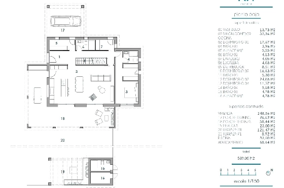 Villa in Moraira zu verkaufen, Wohnfläche 248 m², Klimaanlage, Grundstück 800 m², 4 Schlafzimmer, 5 Badezimmer, Pool, ref.: BI-MT.H-795-11