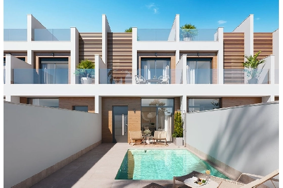 Reihenhaus in San Pedro del Pinatar zu verkaufen, Wohnfläche 157 m², Zustand Erstbezug, Grundstück 92 m², 3 Schlafzimmer, 2 Badezimmer, Pool, ref.: HA-SAN-115-R01-1