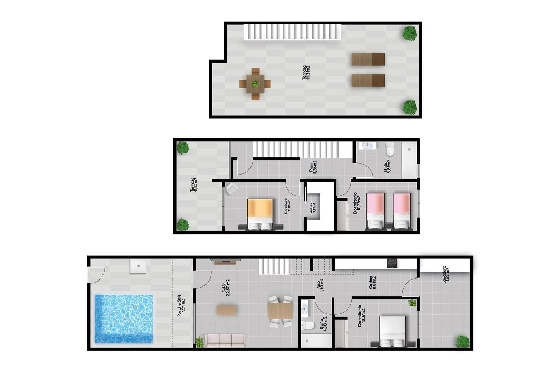 Reihenhaus in San Pedro del Pinatar zu verkaufen, Wohnfläche 157 m², Zustand Erstbezug, Grundstück 92 m², 3 Schlafzimmer, 2 Badezimmer, Pool, ref.: HA-SAN-115-R01-25