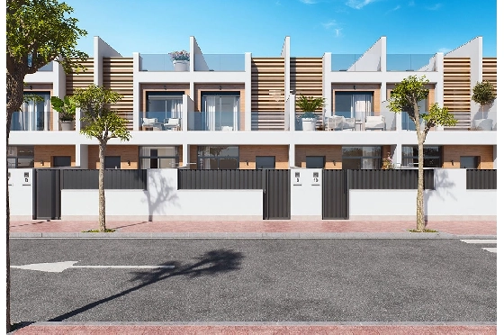 Reihenhaus in San Pedro del Pinatar zu verkaufen, Wohnfläche 157 m², Zustand Erstbezug, Grundstück 92 m², 3 Schlafzimmer, 2 Badezimmer, Pool, ref.: HA-SAN-115-R01-3