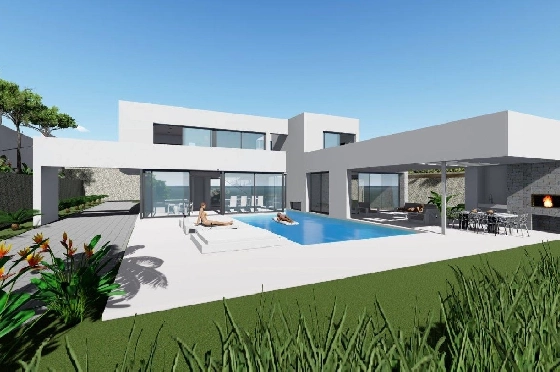 Villa in Calpe zu verkaufen, Wohnfläche 370 m², Baujahr 2019, Klimaanlage, Grundstück 1252 m², 4 Schlafzimmer, 4 Badezimmer, Pool, ref.: AM-11348DA-1