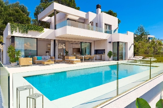 Villa in Calpe zu verkaufen, Wohnfläche 209 m², Baujahr 2024, Klimaanlage, Grundstück 1000 m², 3 Schlafzimmer, 3 Badezimmer, Pool, ref.: AM-11967DA-1