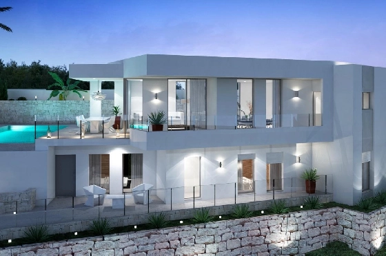 Villa in Moraira zu verkaufen, Wohnfläche 286 m², Baujahr 2024, Klimaanlage, Grundstück 800 m², 3 Schlafzimmer, 2 Badezimmer, Pool, ref.: AM-12126DA-1